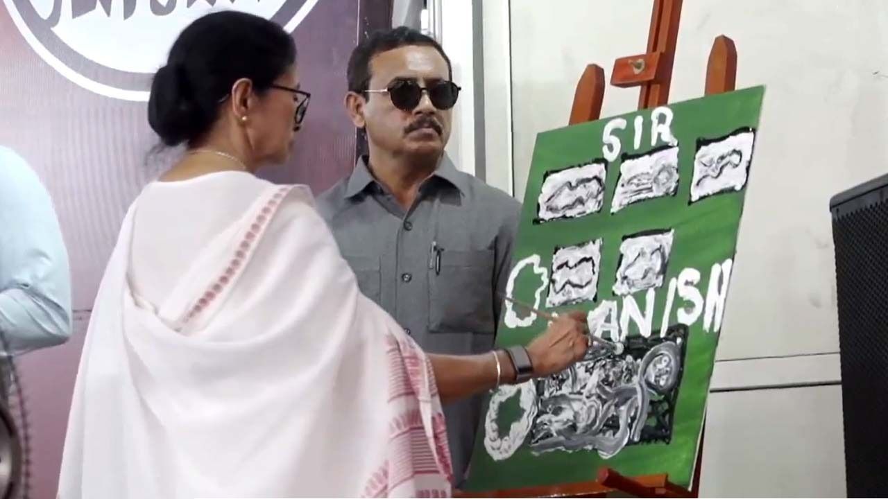 ক্যানভাসে ‘ভ্যানিশ কুমার’! তুলি হাতে মুখ্য নির্বাচন কমিশনারকে নজিরবিহীন আক্রমণ মমতার