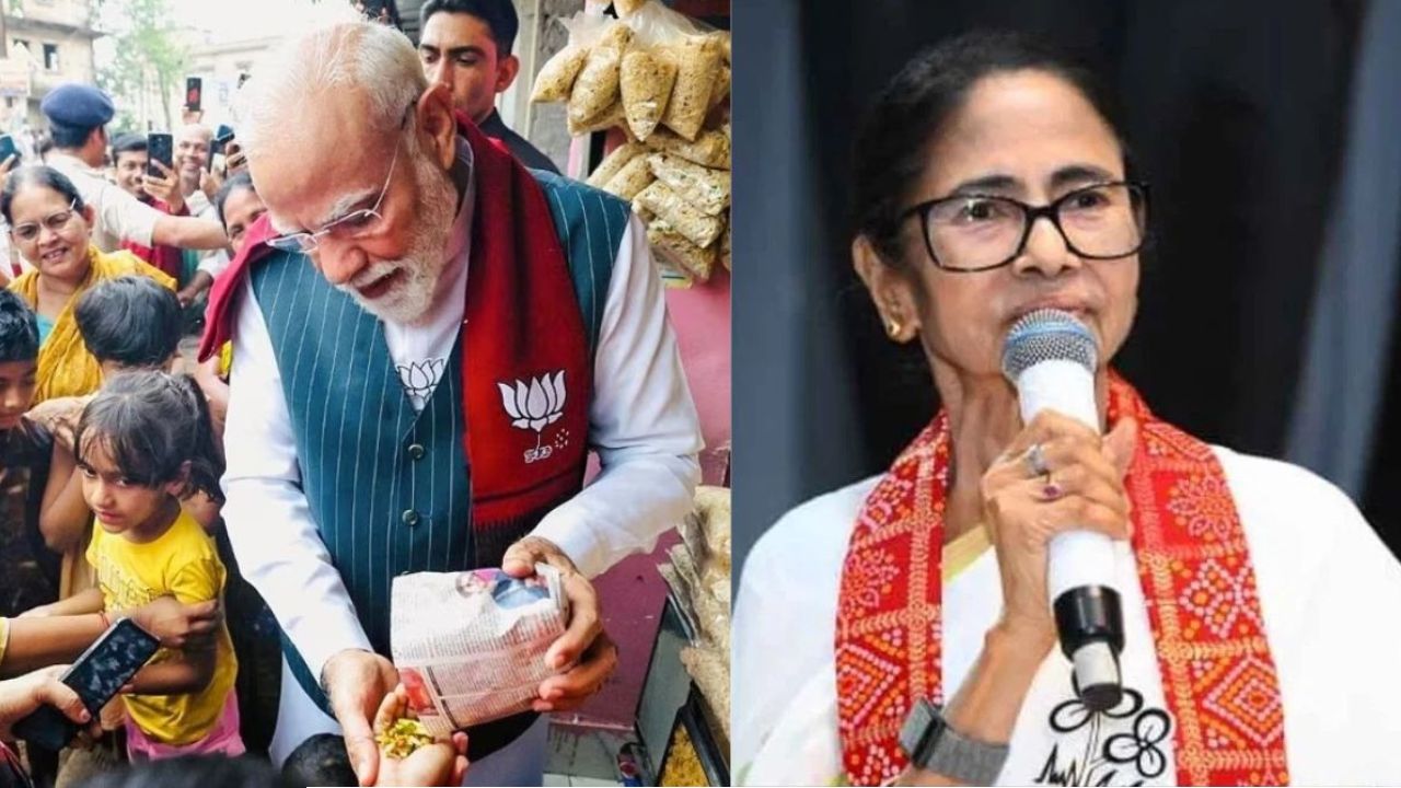 মোদীর ঝালমুড়ি কিনে খাওয়াও 'স্ক্রিপ্টেড'? প্রধানমন্ত্রীর পকেটে ১০ টাকার নোট দেখেই কটাক্ষ মমতার!
