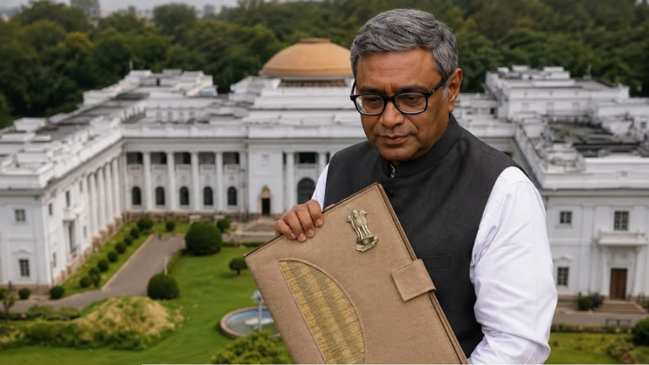 চামড়ার ব্যাগ উধাও, বিধানসভায় চট-মাদুরের দাপট! বাজেটের ফাইল হাতে এ কী চমক দিলেন স্বপন দাশগুপ্ত?