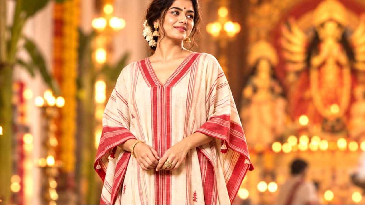 প্যান্ডেল হপিংয়ে সাজও হবে, আরামও থাকবে! পুজোর ফ্যাশনে কেন নজর কাড়ছে ধনেখালি কাফতান?