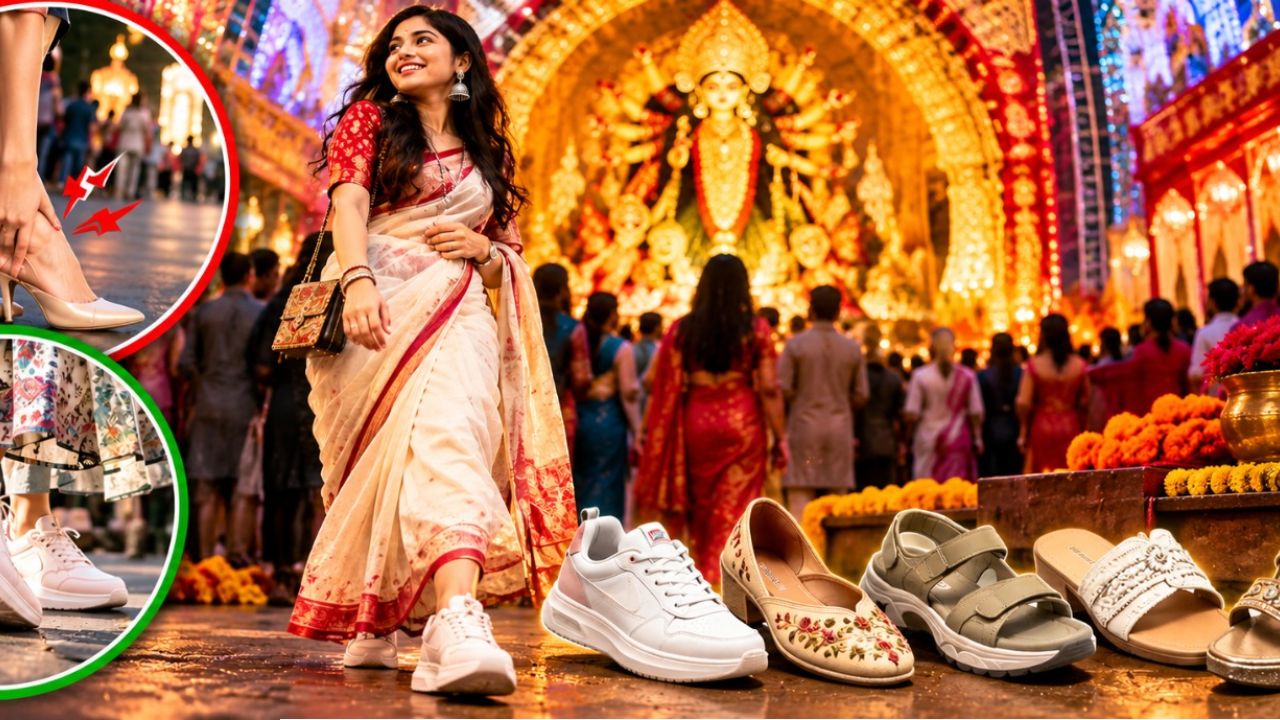 Durga Puja 2026: প্যান্ডেল হপিংয়ে পা ব্যথা নয়, স্টাইলেই হোক বাজিমাত! কোন জুতো বাছবেন?